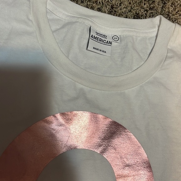 GOOD AMERICAN Rose Gold White Goodies Icon Tee 2/3 XL - Picture 7 of 10